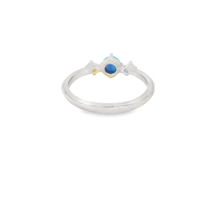 Round blue lab opal cubic zirconia ring