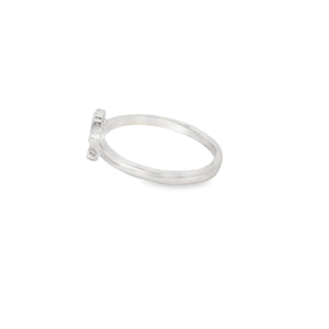 Blue lab opal anchor sterling silver ring