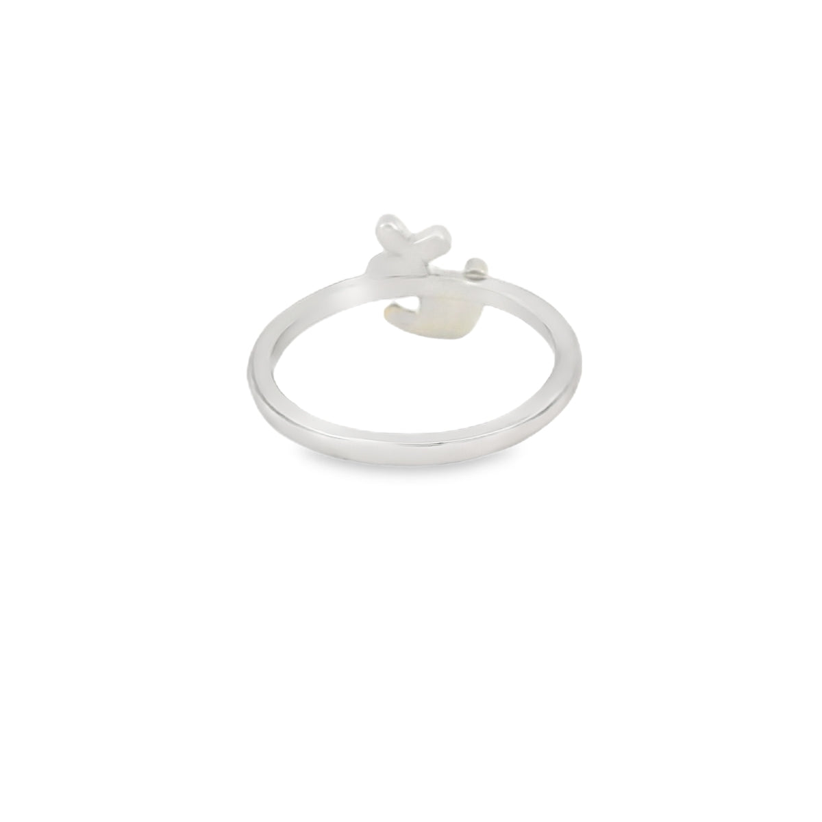 Blue lab opal anchor sterling silver ring