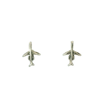 Load image into Gallery viewer, TINY PLANE STERLING SILVER EARRINGS