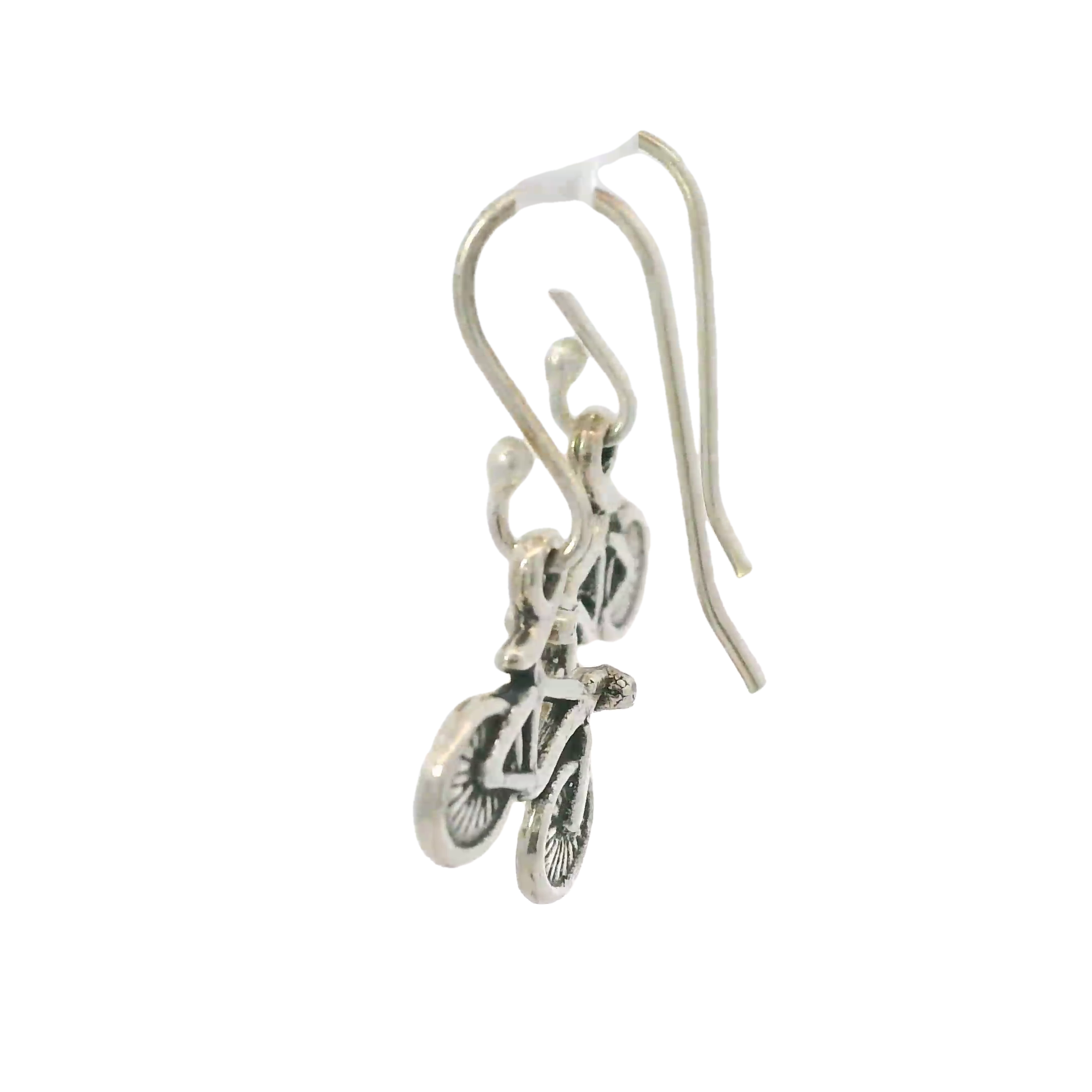 BICYCLE DANGLE STERLING SILVER EARRINGS