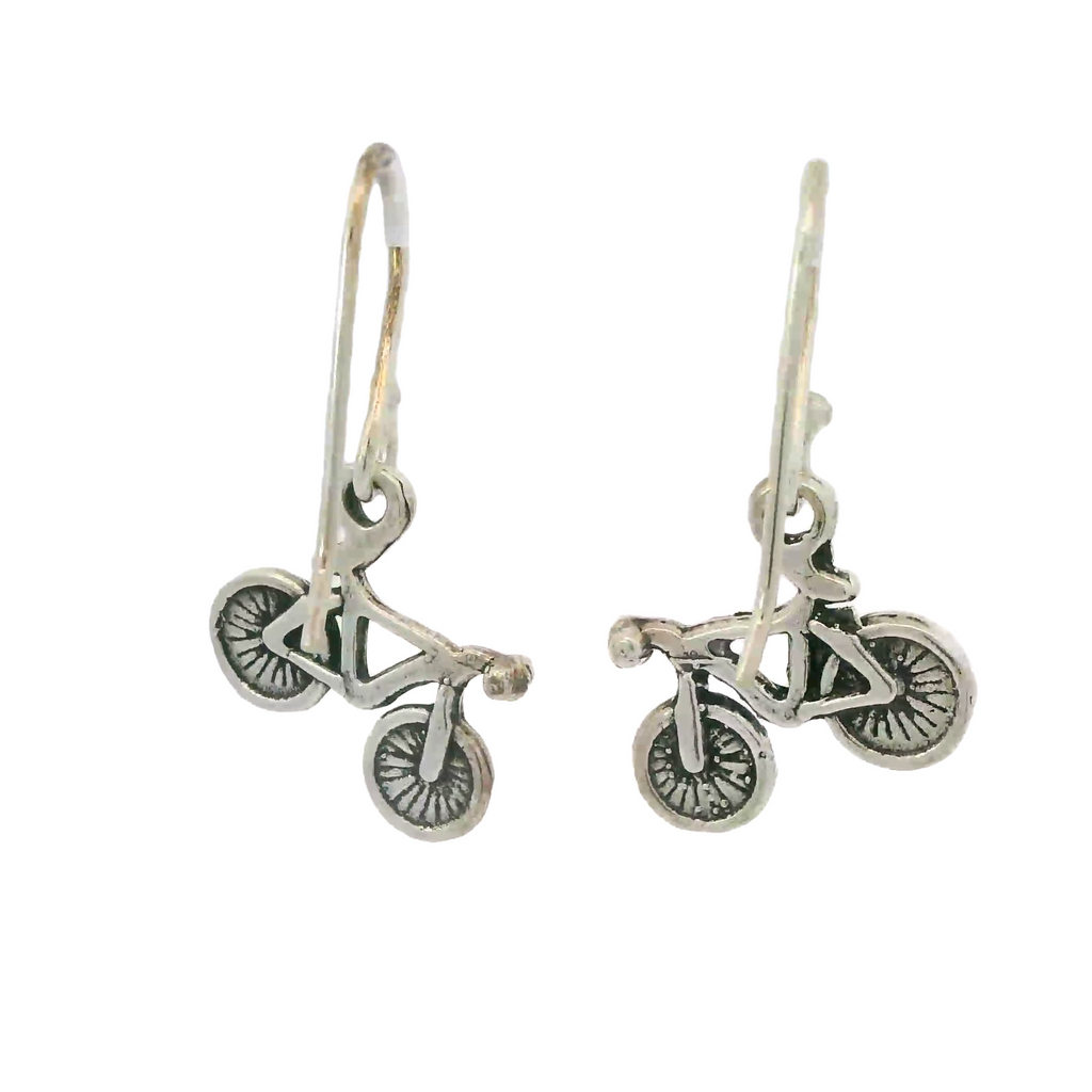 BICYCLE DANGLE STERLING SILVER EARRINGS