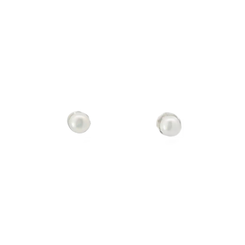 TINY PEARL STERLING SILVER EARRINGS (ROUND)