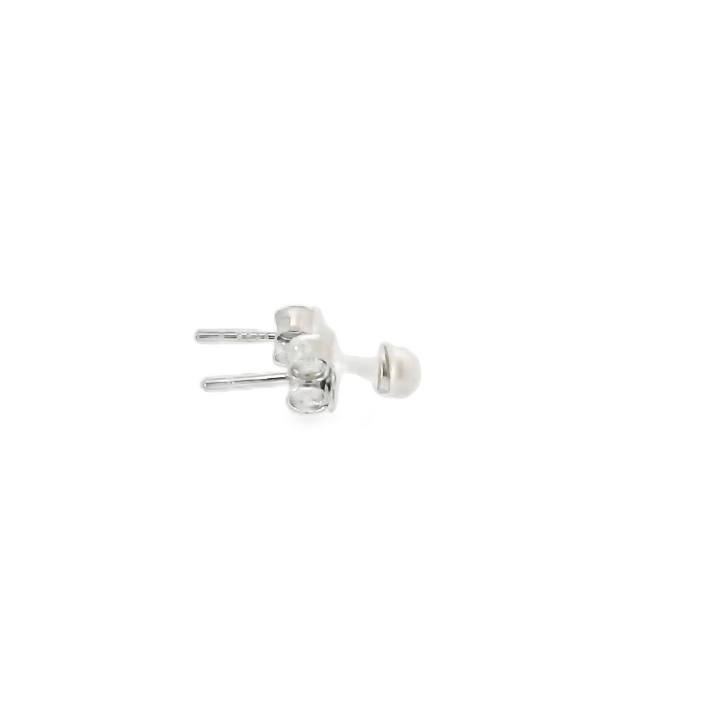 TINY PEARL STERLING SILVER EARRINGS (ROUND)