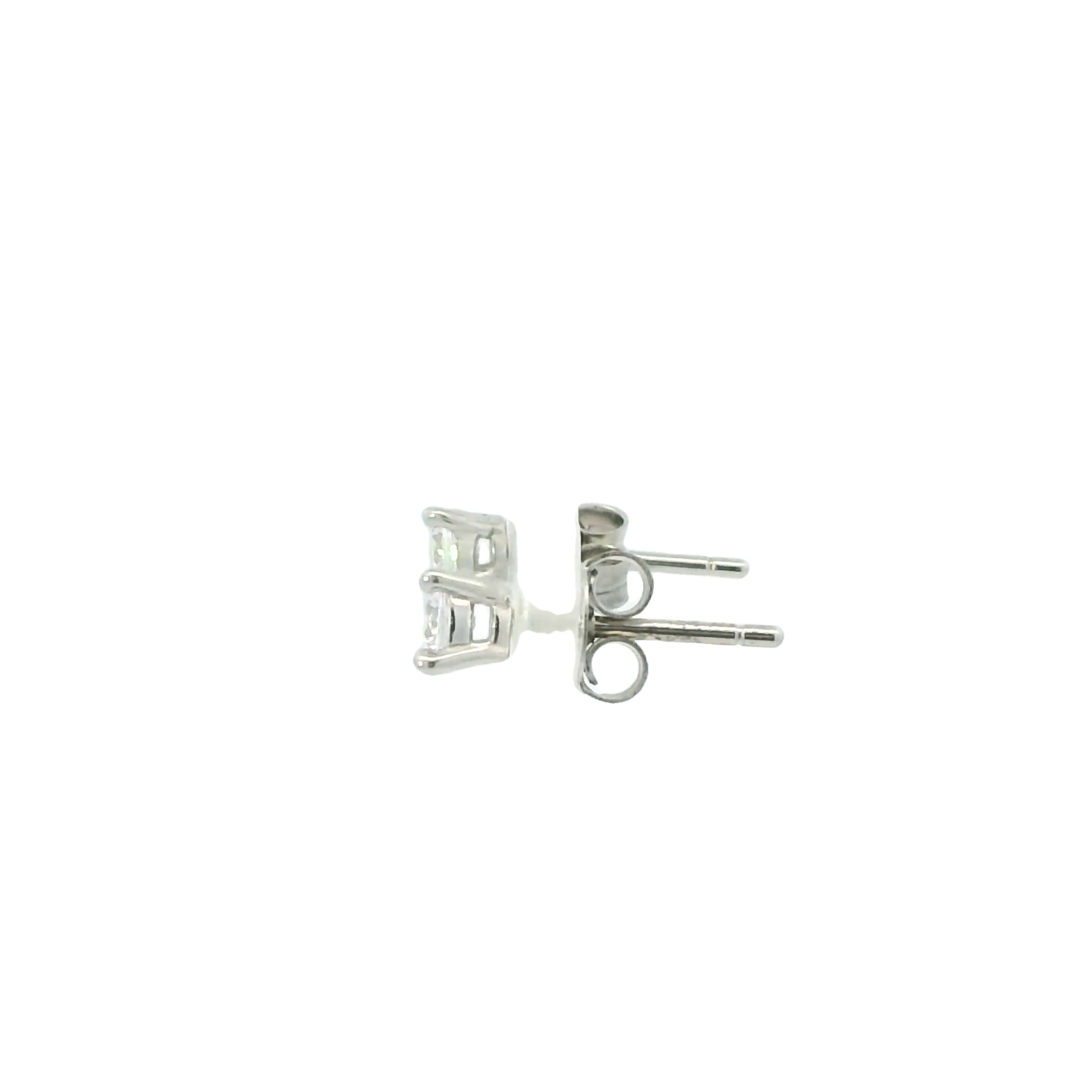 WHITE CUBIC ZIRCONIA STERLING SILVER EARRINGS (ROUND) 4MM