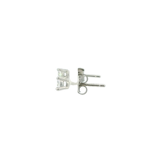 WHITE CUBIC ZIRCONIA STERLING SILVER EARRINGS (ROUND)