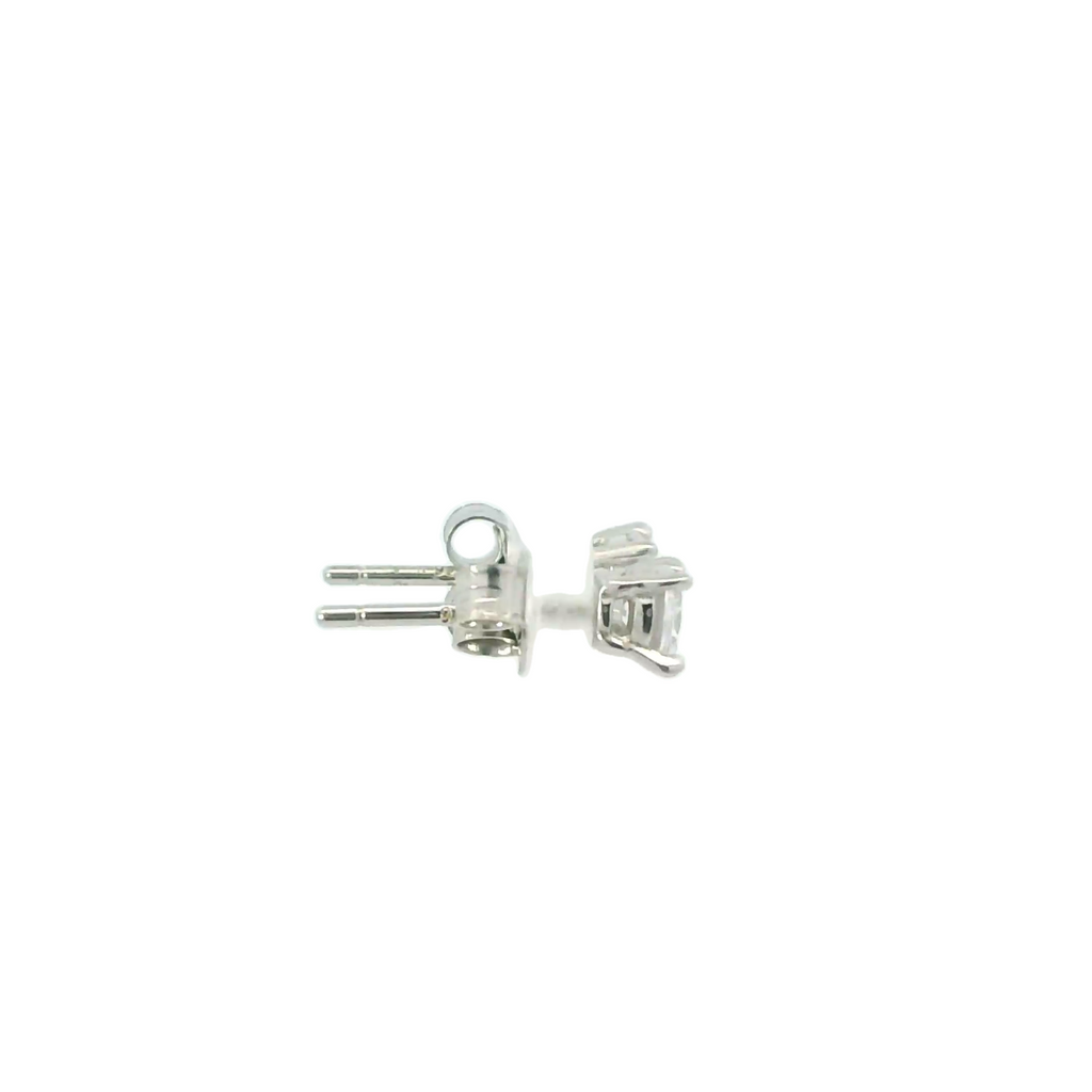 WHITE CUBIC ZIRCONIA STERLING SILVER EARRINGS (ROUND) 4MM