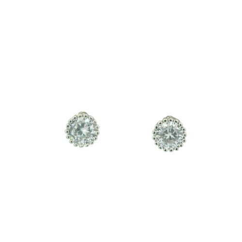 WHITE CUBIC ZIRCONIA STERLING SILVER EARRINGS (ROUND)