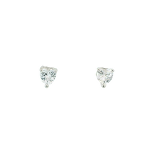 WHITE CUBIC ZIRCONIA STERLING SILVER EARRINGS (HEART)