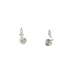 WHITE CUBIC ZIRCONIA STERLING SILVER EARRINGS (LEAVES)