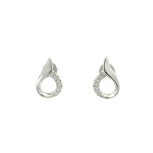 Load image into Gallery viewer, WHITE CUBIC ZIRCONIA STERLING SILVER EARRINGS (TEAR)