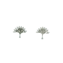 Load image into Gallery viewer, WHITE CUBIC ZIRCONIA STERLING SILVER EARRINGS (TREE OF LIFE)