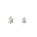 WHITE CUBIC ZIRCONIA STERLING SILVER TURTLE EARRINGS FULI-E0160