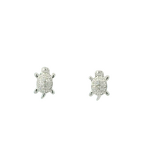 Load image into Gallery viewer, WHITE CUBIC ZIRCONIA STERLING SILVER EARRINGS (TURTLE)