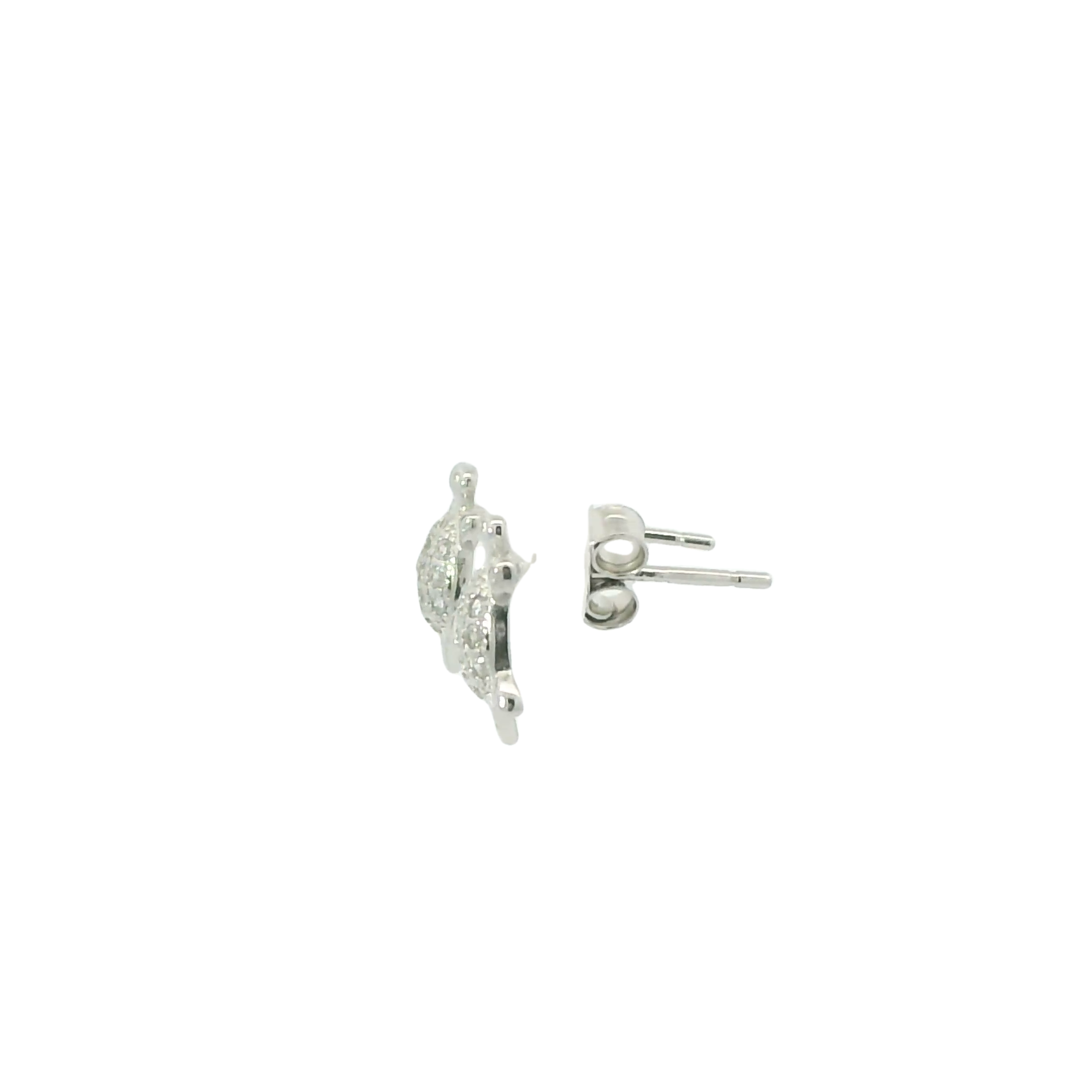 WHITE CUBIC ZIRCONIA STERLING SILVER TURTLE EARRINGS FULI-E0160