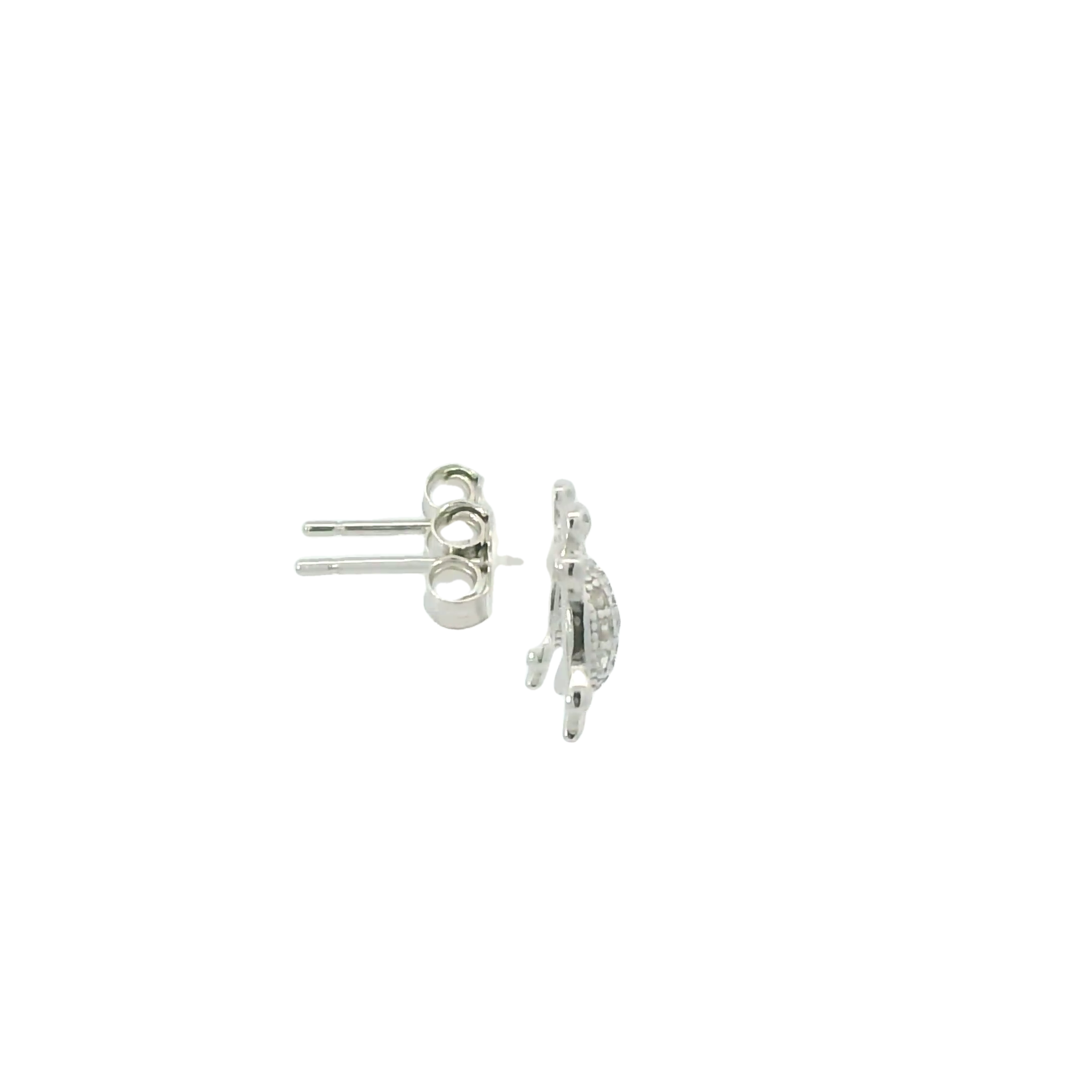 WHITE CUBIC ZIRCONIA STERLING SILVER TURTLE EARRINGS FULI-E0160