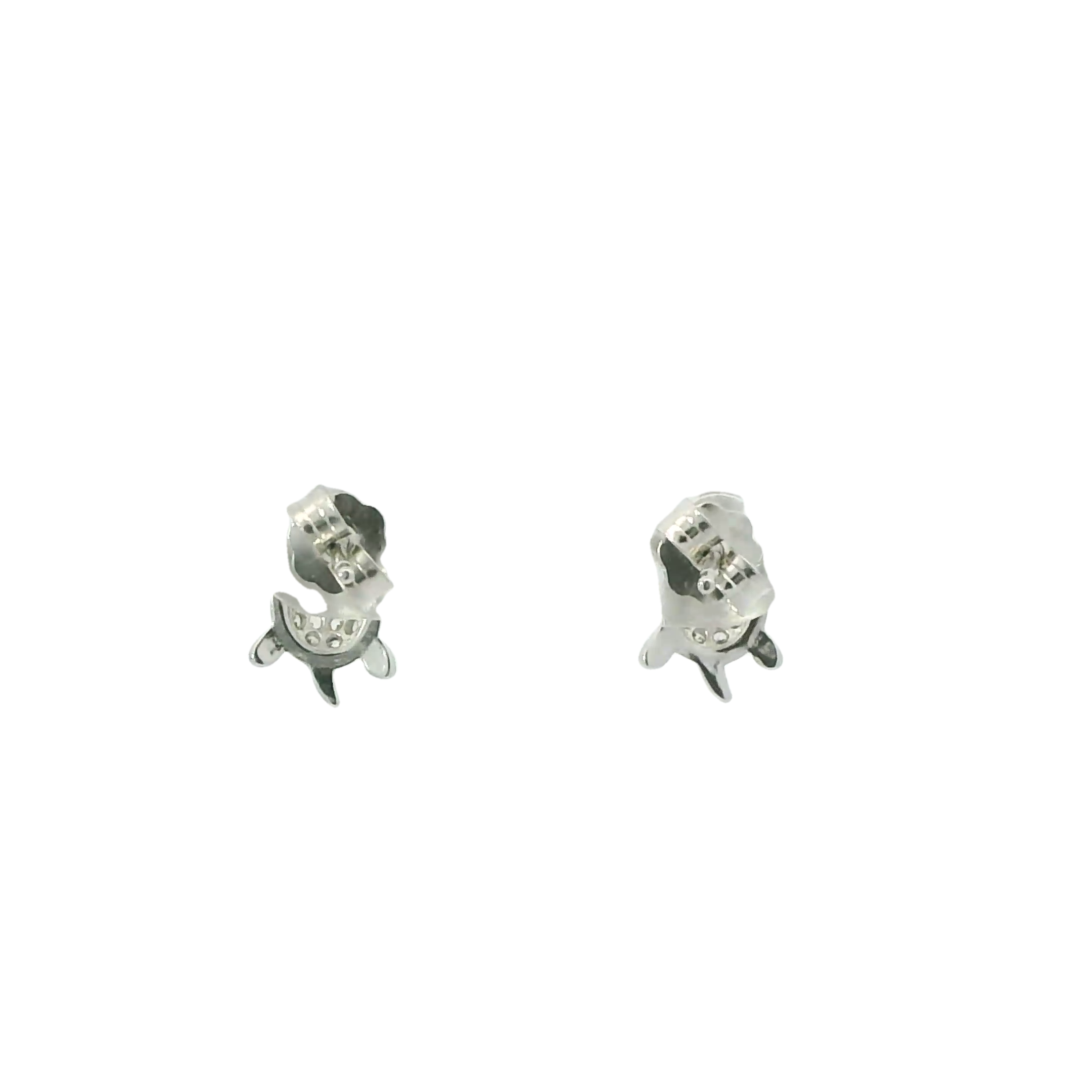 WHITE CUBIC ZIRCONIA STERLING SILVER TURTLE EARRINGS FULI-E0160