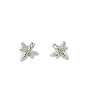 WHITE CUBIC ZIRCONIA STERLING SILVER EARRINGS (BEE)