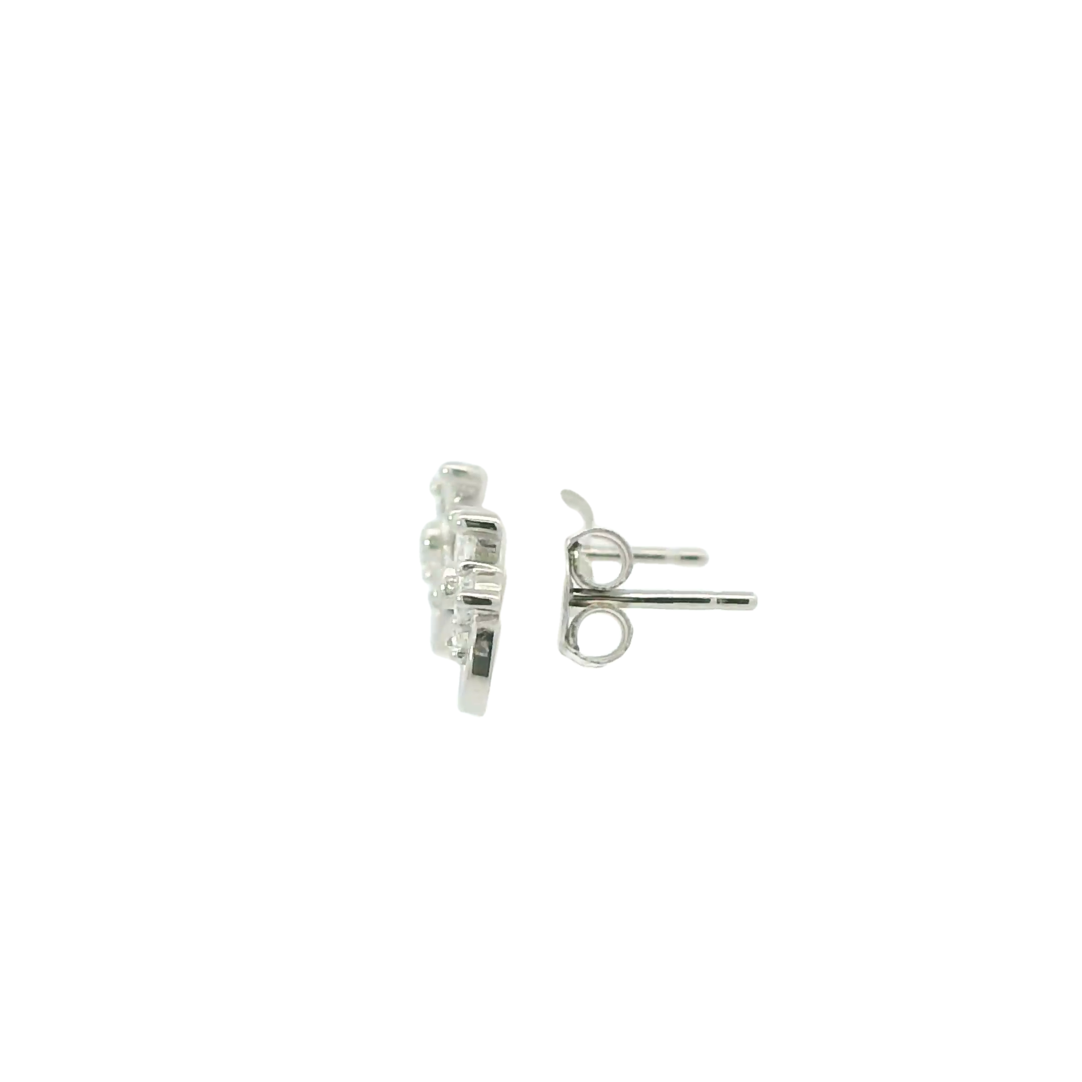 WHITE CUBIC ZIRCONIA STERLING SILVER BUTTERFLY EARRINGS FULI-E3061