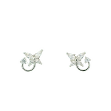 Load image into Gallery viewer, WHITE CUBIC ZIRCONIA STERLING SILVER EARRINGS (BUTTERFLY)