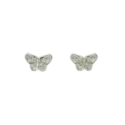 WHITE CUBIC ZIRCONIA STERLING SILVER EARRINGS (BUTTERFLY)