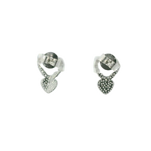 Load image into Gallery viewer, WHITE CUBIC ZIRCONIA STERLING SILVER EARRINGS (HEARTS)