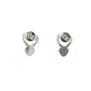 WHITE CUBIC ZIRCONIA STERLING SILVER EARRINGS (HEARTS)