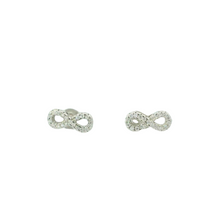 Load image into Gallery viewer, WHITE CUBIC ZIRCONIA STERLING SILVER EARRINGS (INFINITY)