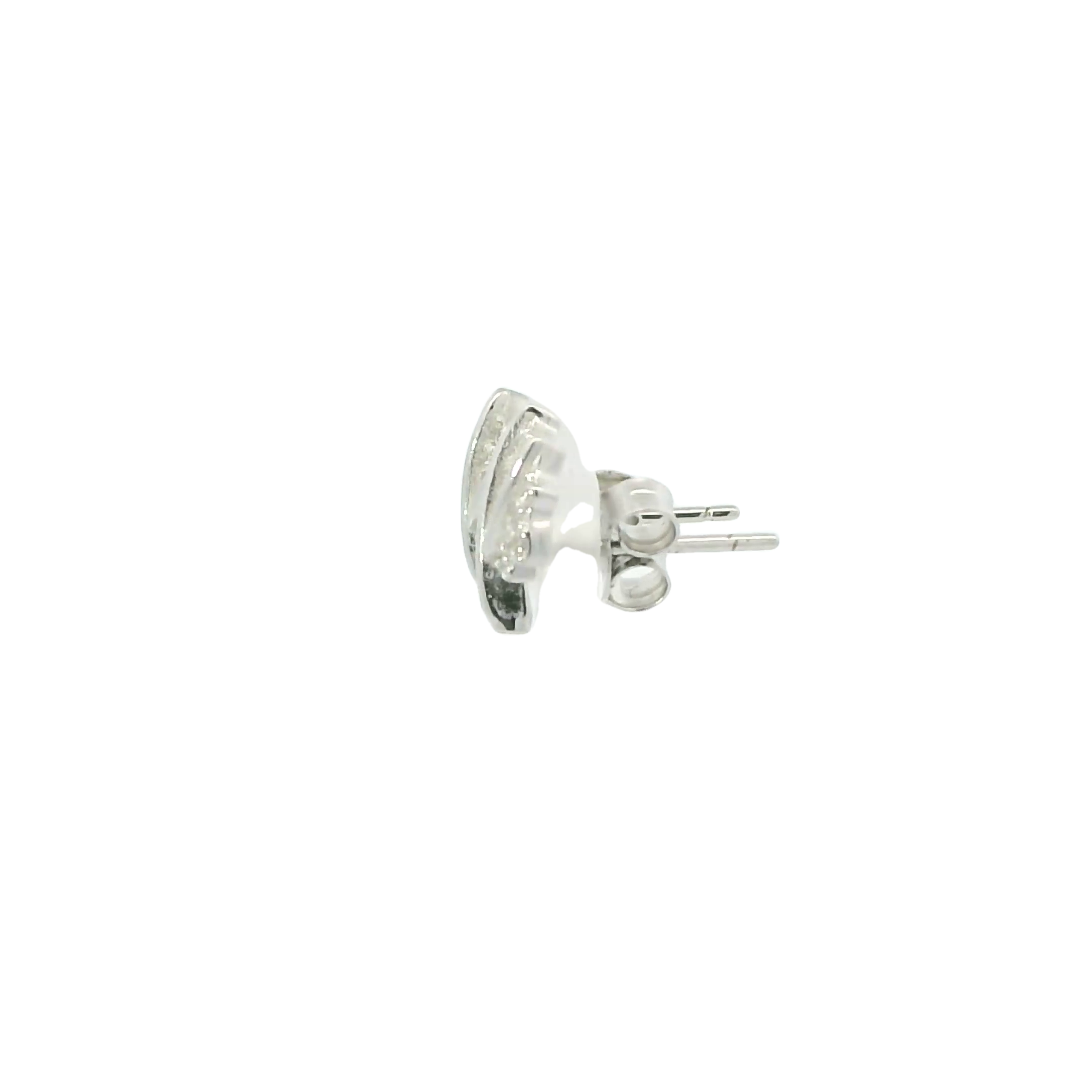 WHITE CUBIC ZIRCONIA STERLING SILVER EARRINGS (LEAVES)