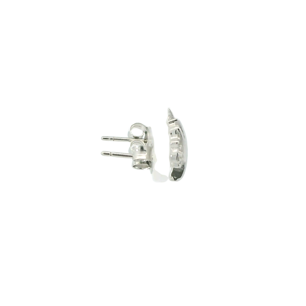 WHITE CUBIC ZIRCONIA STERLING SILVER EARRINGS (LEAVES)