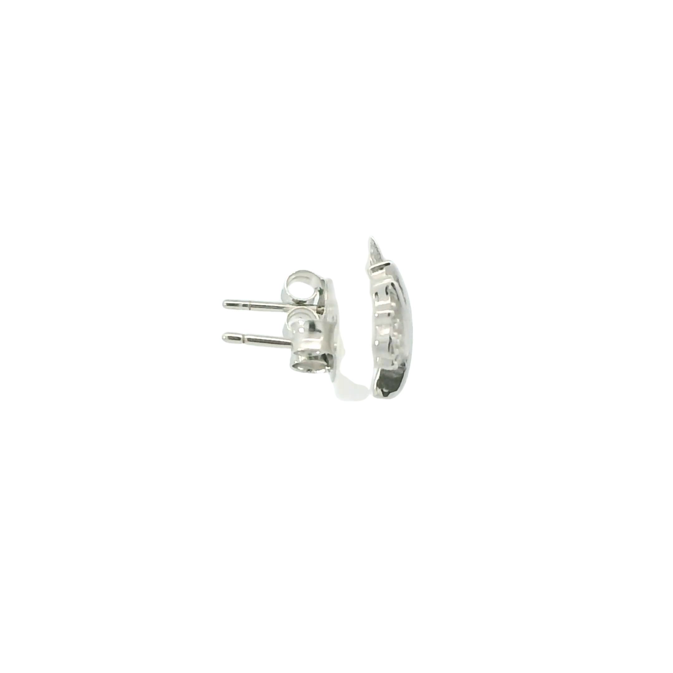 WHITE CUBIC ZIRCONIA STERLING SILVER EARRINGS (LEAVES)