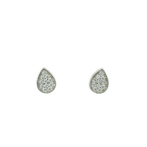 WHITE CUBIC ZIRCONIA STERLING SILVER EARRINGS (PEAR)