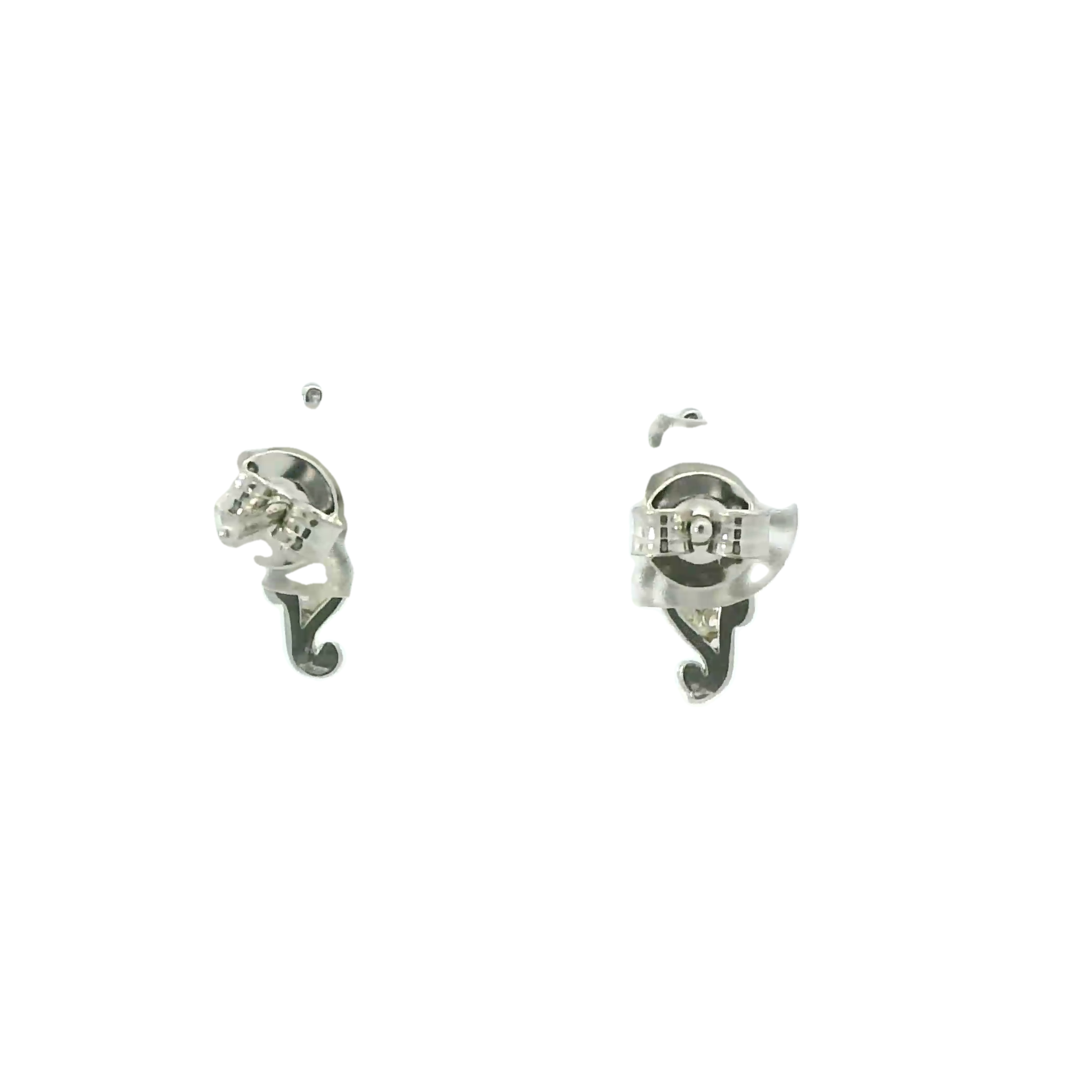 SEAHORSE WHITE CUBIC ZIRCONIA STERLING SILVER EARRINGS