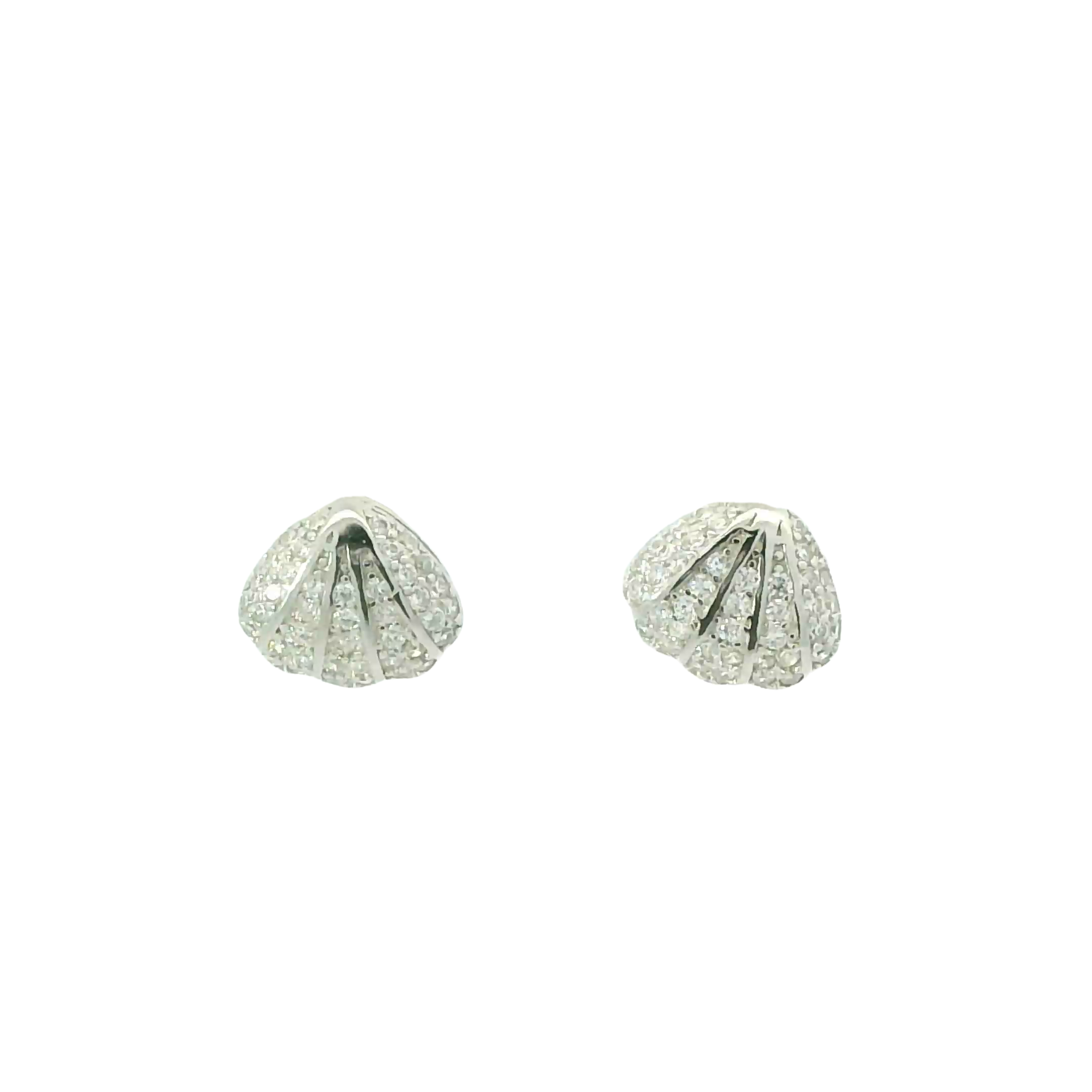 WHITE CUBIC ZIRCONIA STERLING SILVER EARRINGS (SEA SHELLS)