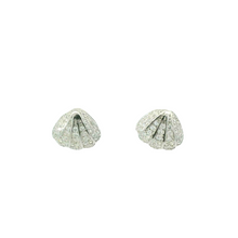 Load image into Gallery viewer, WHITE CUBIC ZIRCONIA STERLING SILVER EARRINGS (SEA SHELLS)