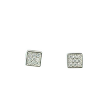 Load image into Gallery viewer, WHITE CUBIC ZIRCONIA STERLING SILVER EARRINGS (PRINCESS)