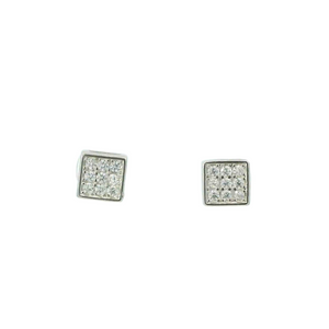 WHITE CUBIC ZIRCONIA STERLING SILVER EARRINGS (PRINCESS)