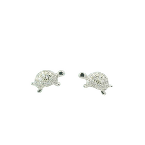 WHITE CUBIC ZIRCONIA STERLING SILVER EARRINGS (TURTLE)