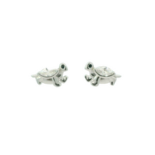 Load image into Gallery viewer, WHITE CUBIC ZIRCONIA STERLING SILVER EARRINGS (TURTLE)