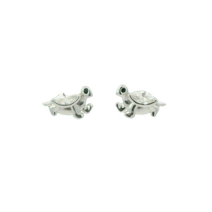 WHITE CUBIC ZIRCONIA STERLING SILVER EARRINGS (TURTLE)