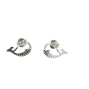 WHITE CUBIC ZIRCONIA STERLING SILVER EARRINGS (WHALE)