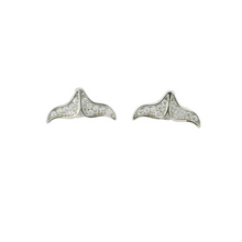 Load image into Gallery viewer, WHITE CUBIC ZIRCONIA STERLING SILVER EARRINGS (WHALE TAIL)