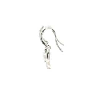 WHITE CUBIC ZIRCONIA STERLING SILVER EARRINGS (WHALE TAIL)