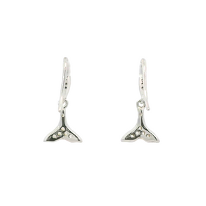 WHITE CUBIC ZIRCONIA STERLING SILVER EARRINGS (WHALE TAIL)