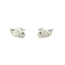 Load image into Gallery viewer, WHITE CUBIC ZIRCONIA STERLING SILVER EARRINGS (WHALE)