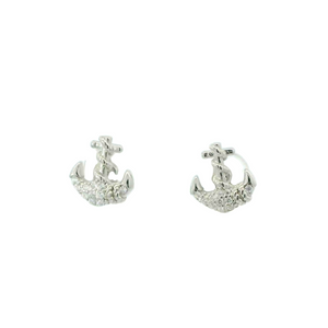 WHITE CUBIC ZIRCONIA STERLING SILVER EARRINGS (ANCHOR)