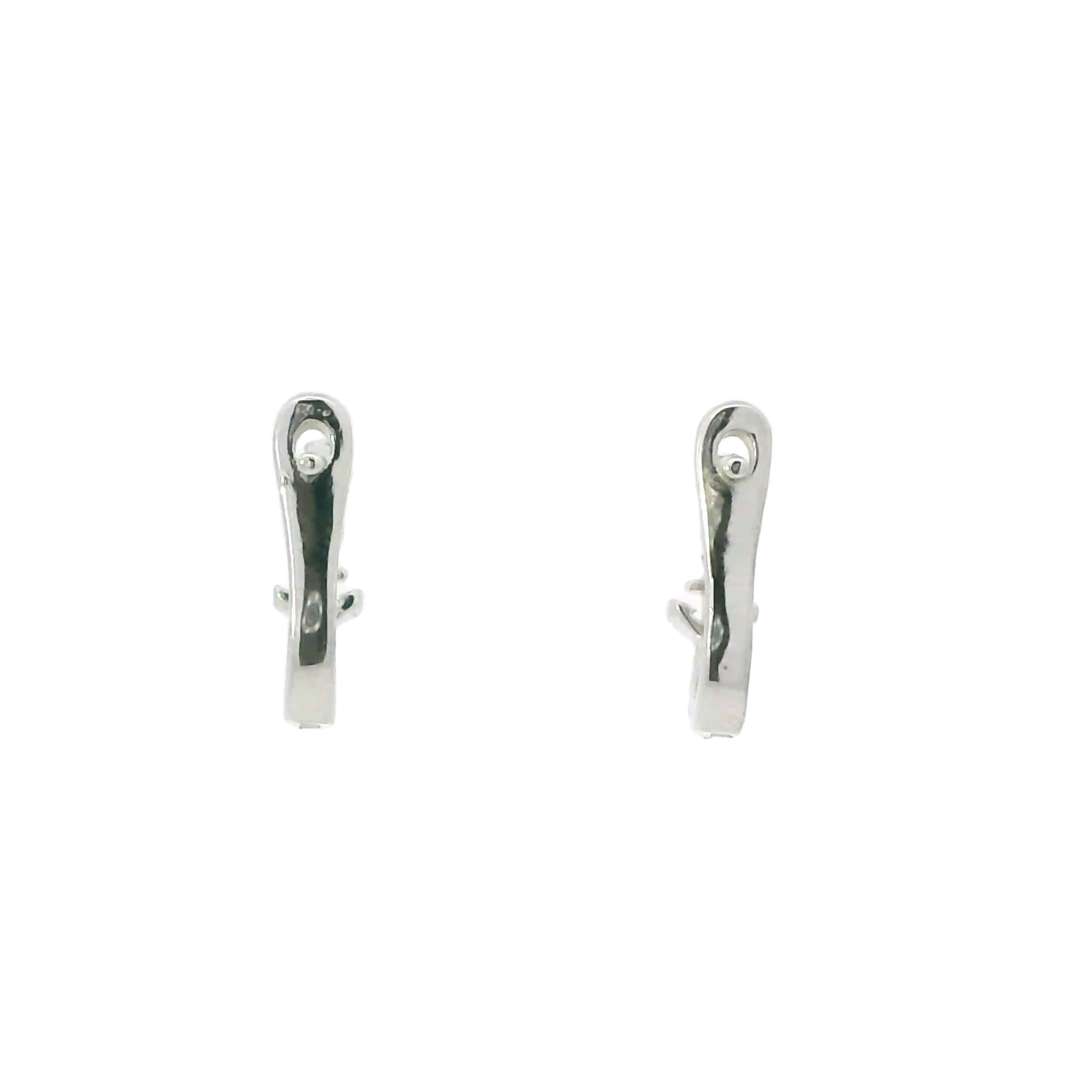 WHITE CUBIC ZIRCONIA STERLING SILVER EARRINGS (HOOP ANCHOR)
