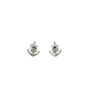 WHITE CUBIC ZIRCONIA STERLING SILVER EARRINGS (ANCHOR)