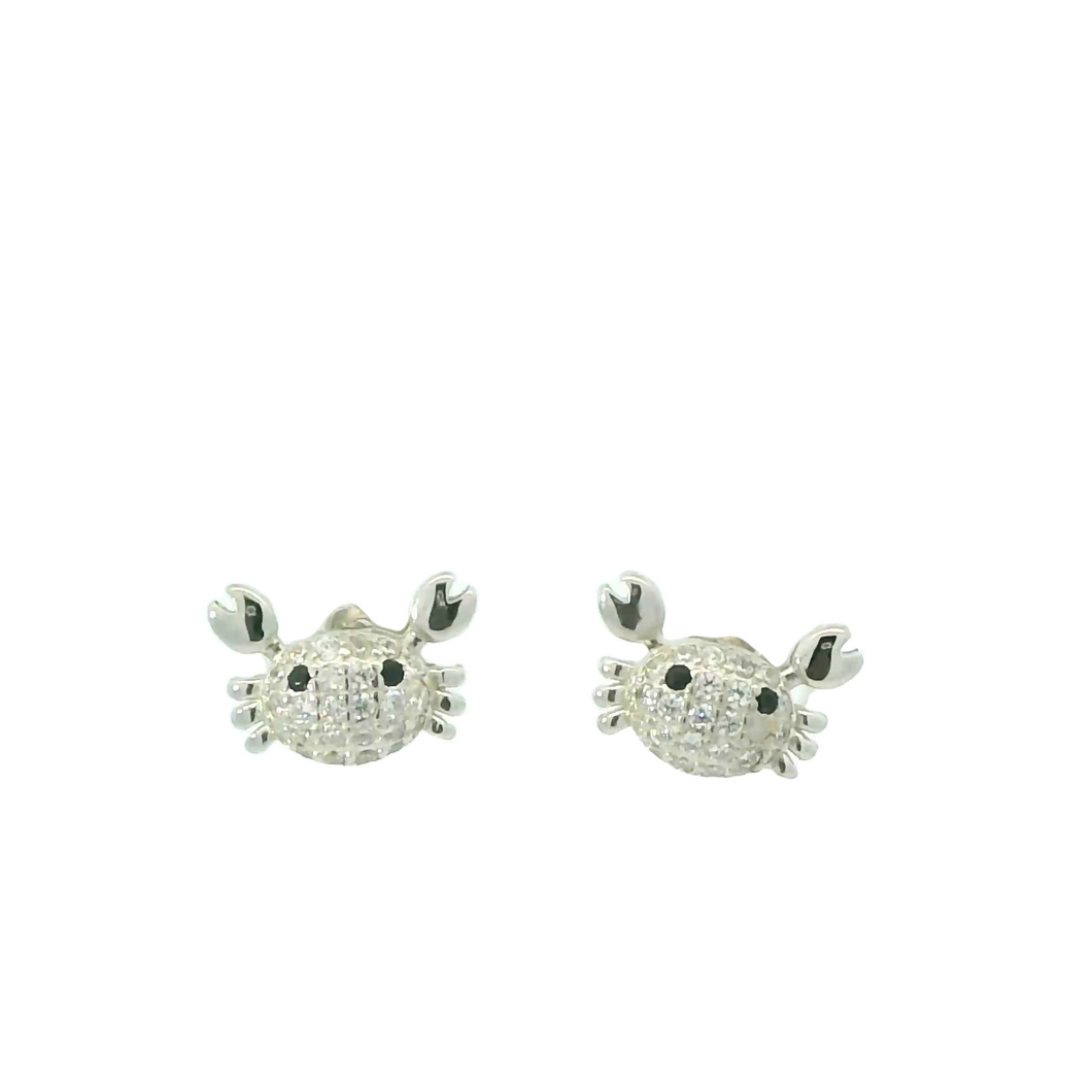 WHITE CUBIC ZIRCONIA STERLING SILVER EARRINGS (CRAB)