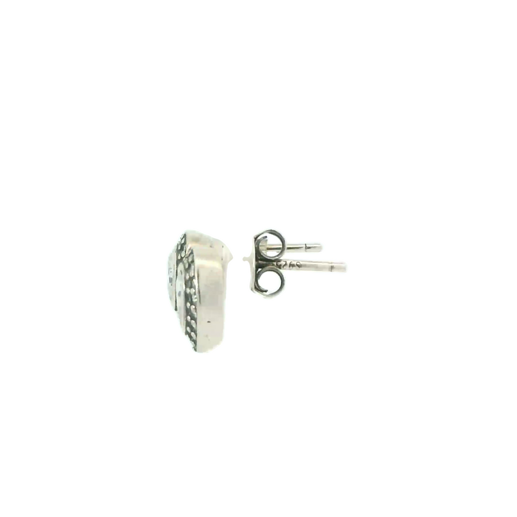 WHITE CUBIC ZIRCONIA STERLING SILVER HEART EARRINGS FULI-E2683